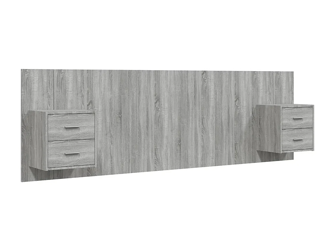 Testiera in legno ingegnerizzato grigio Sonoma con armadietti