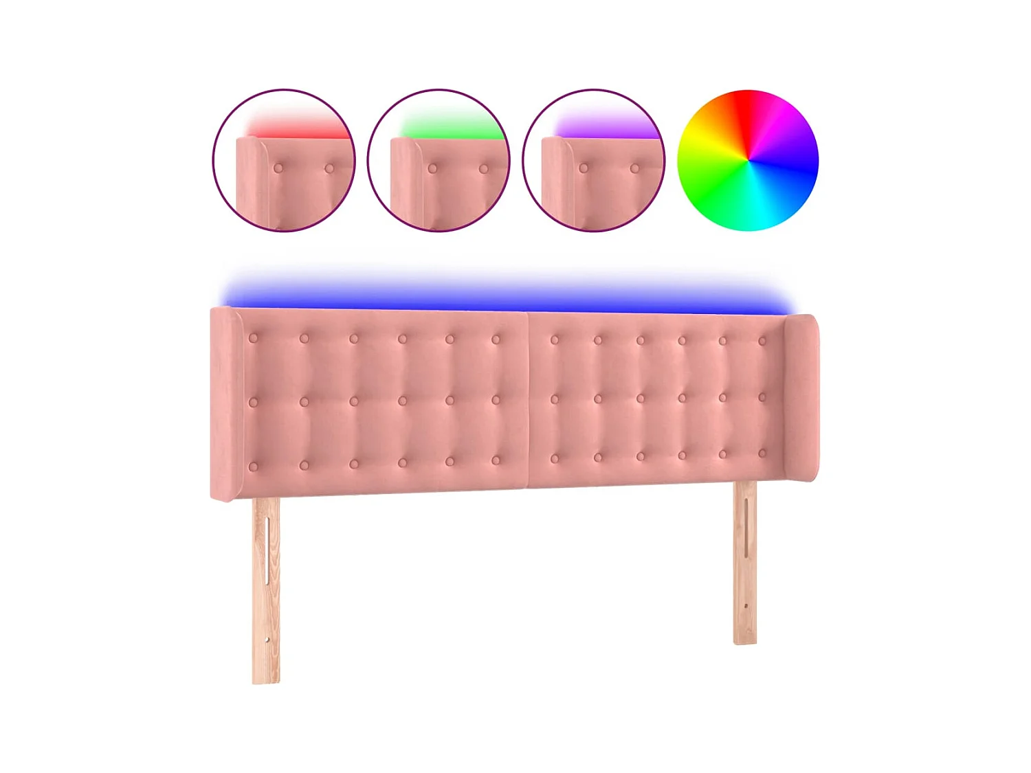 Tête de lit à LED Rose 147x16x78/88 cm Velours