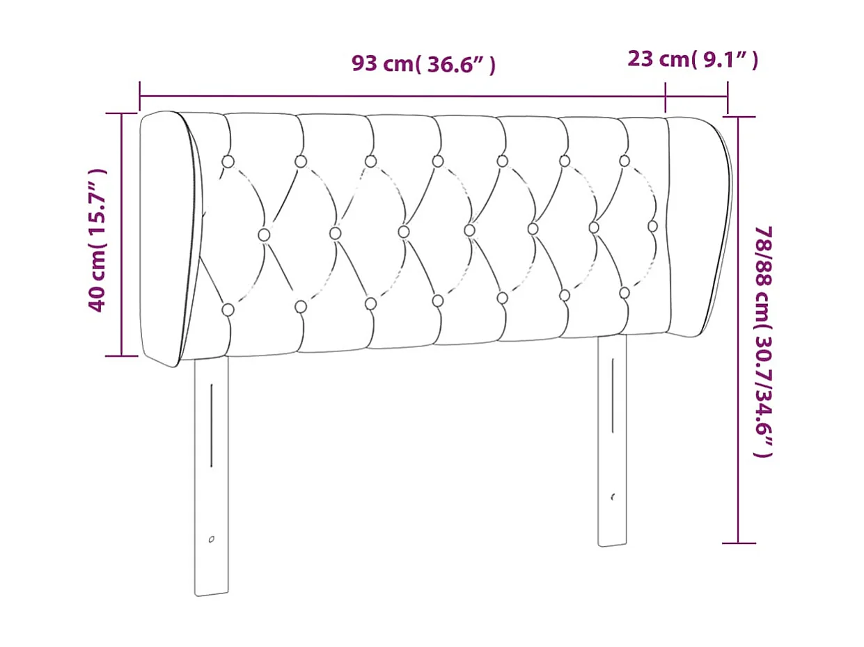 Tête de lit avec oreilles Vert foncé 93x23x78/88 cm Velours