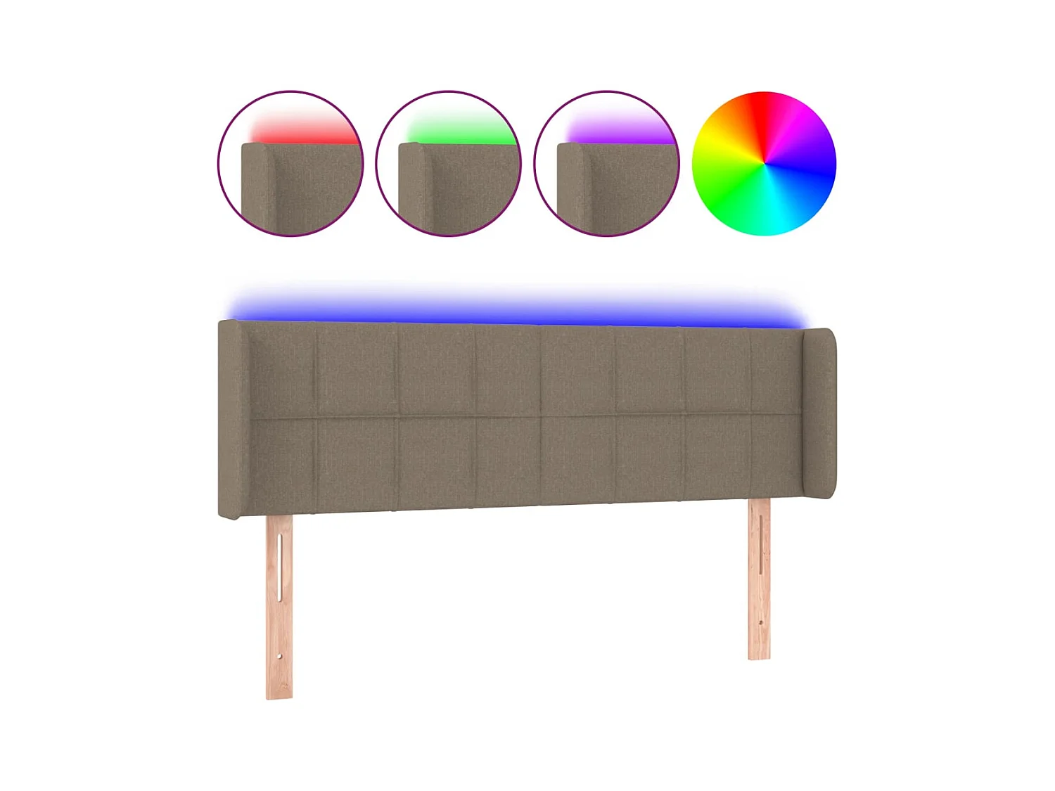 Taupe LED Hoofdbord 147x16x78/88 cm Stof