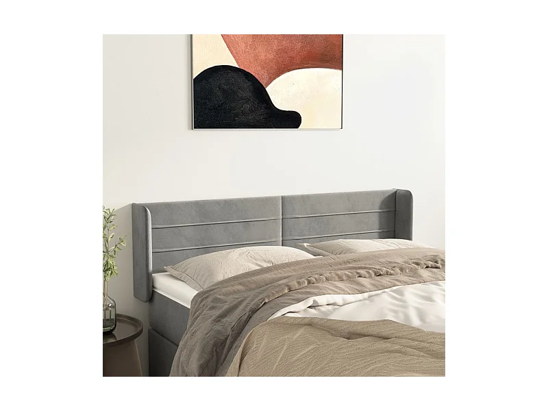 Hoofdbord met vleugels Lichtgrijs 147x16x78/88 cm Fluweel