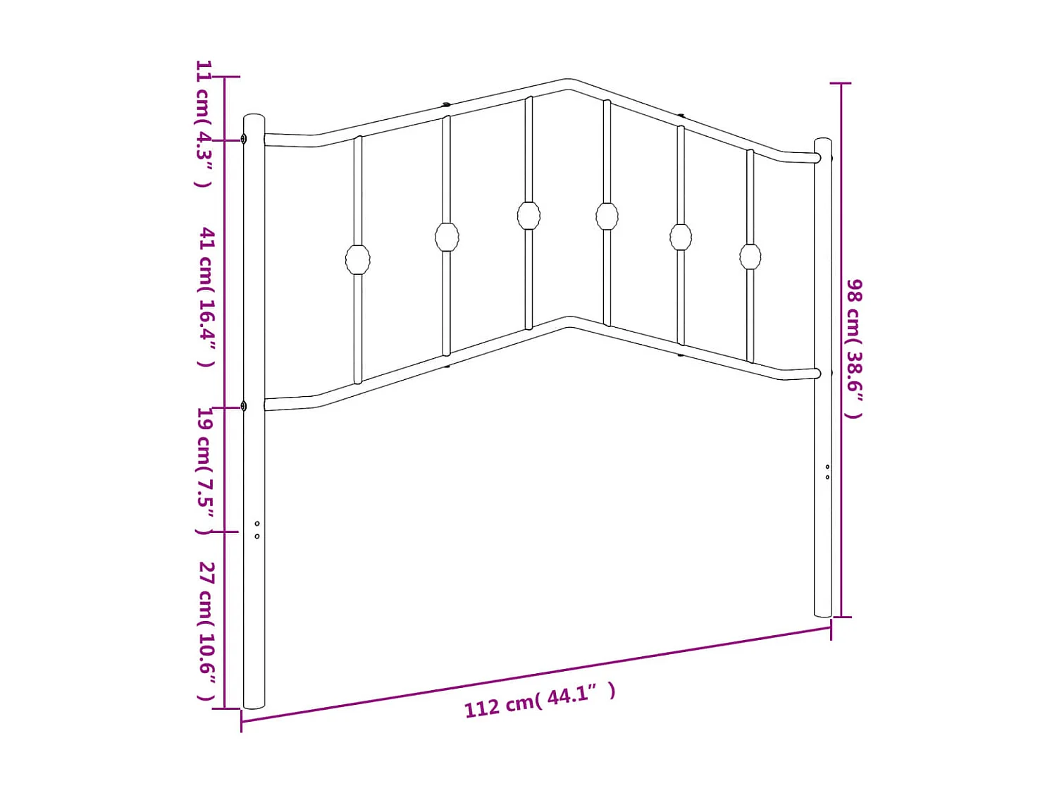 Tête de lit métal blanc 100 cm