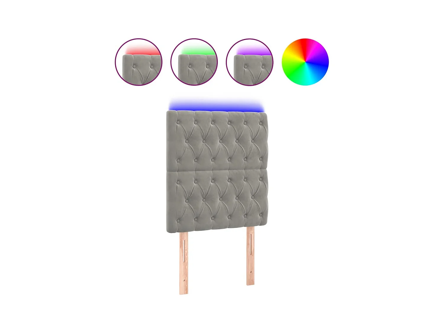 Cabecero LED Gris Claro 80x7x118/128 cm Terciopelo