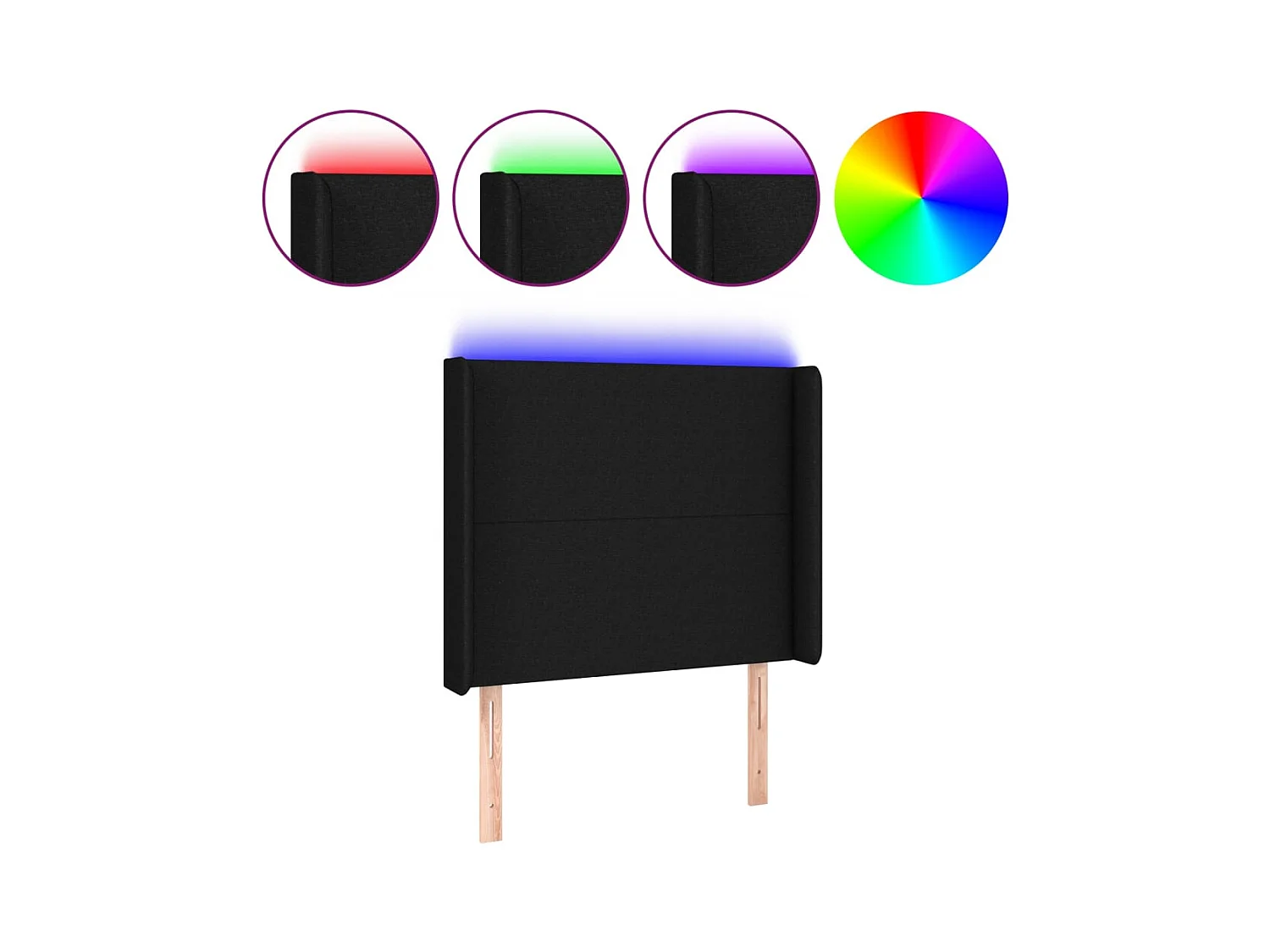 Cabecero LED Negro 83x16x118/128 cm Tela