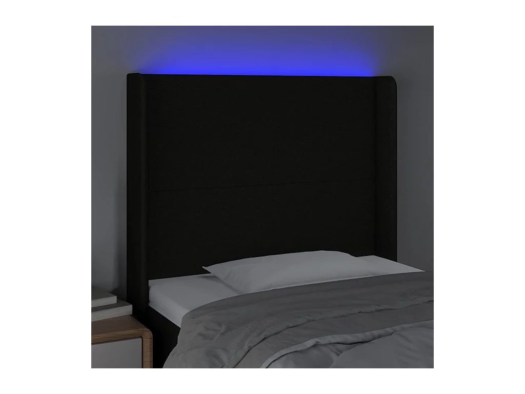 Cabecero LED Negro 83x16x118/128 cm Tela