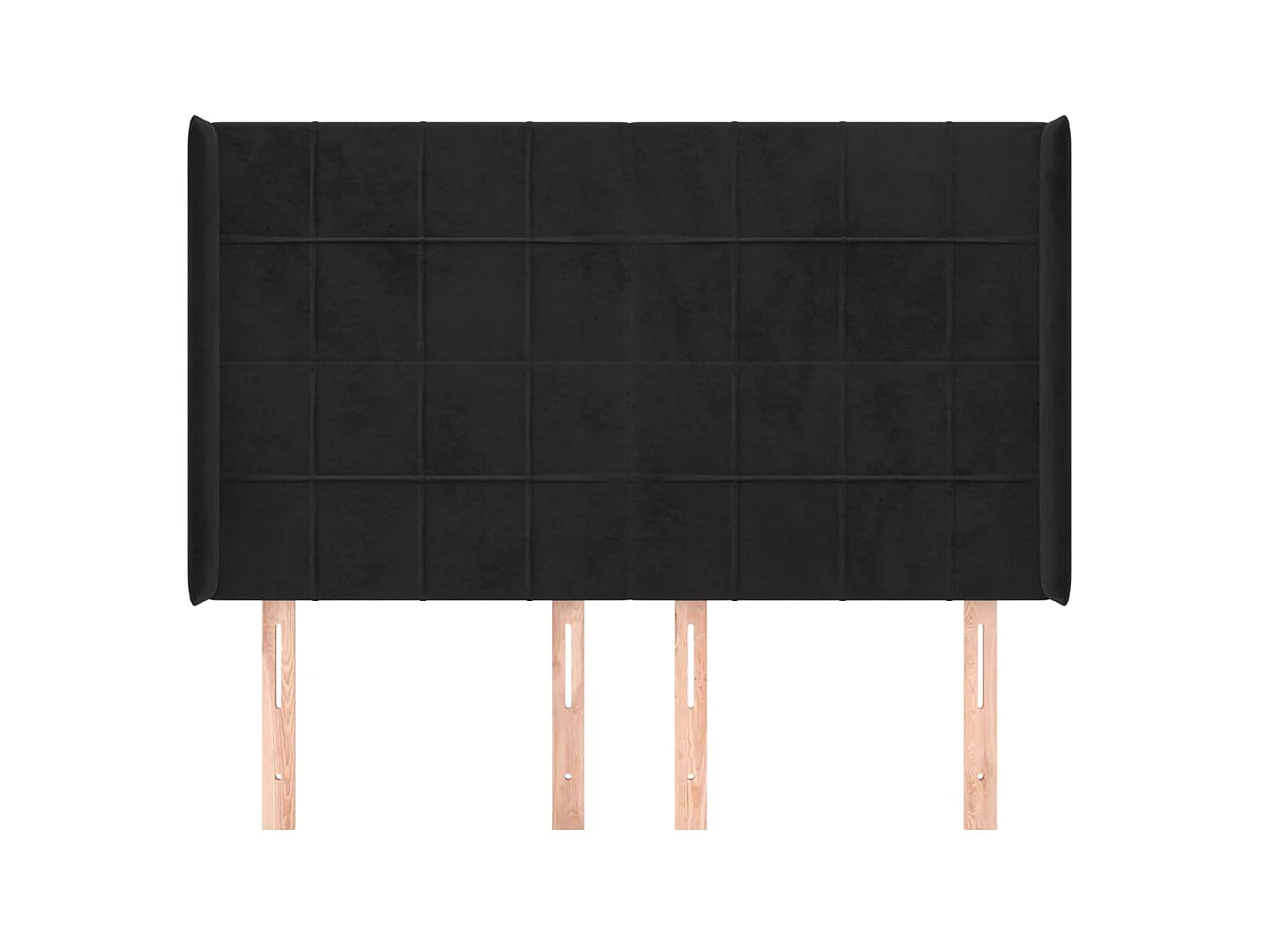 Hoofdbord met vleugels Zwart 147x16x118/128 cm Fluweel