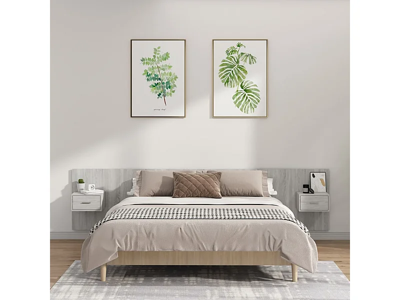 Sonoma Gray Engineered Wood Hoofdbord met Kasten