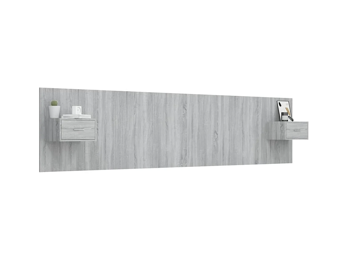 Sonoma Gray Engineered Wood Hoofdbord met Kasten