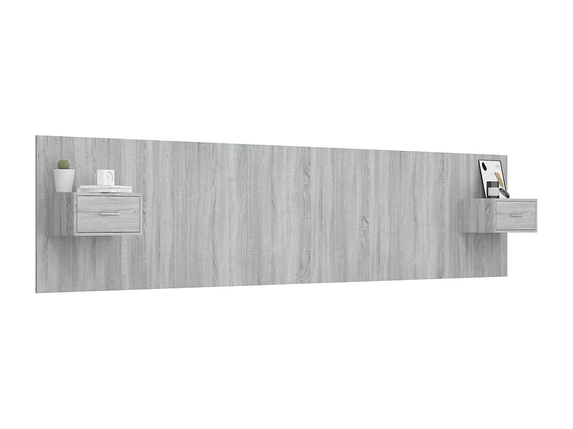 Testiera in legno ingegnerizzato grigio Sonoma con armadietti