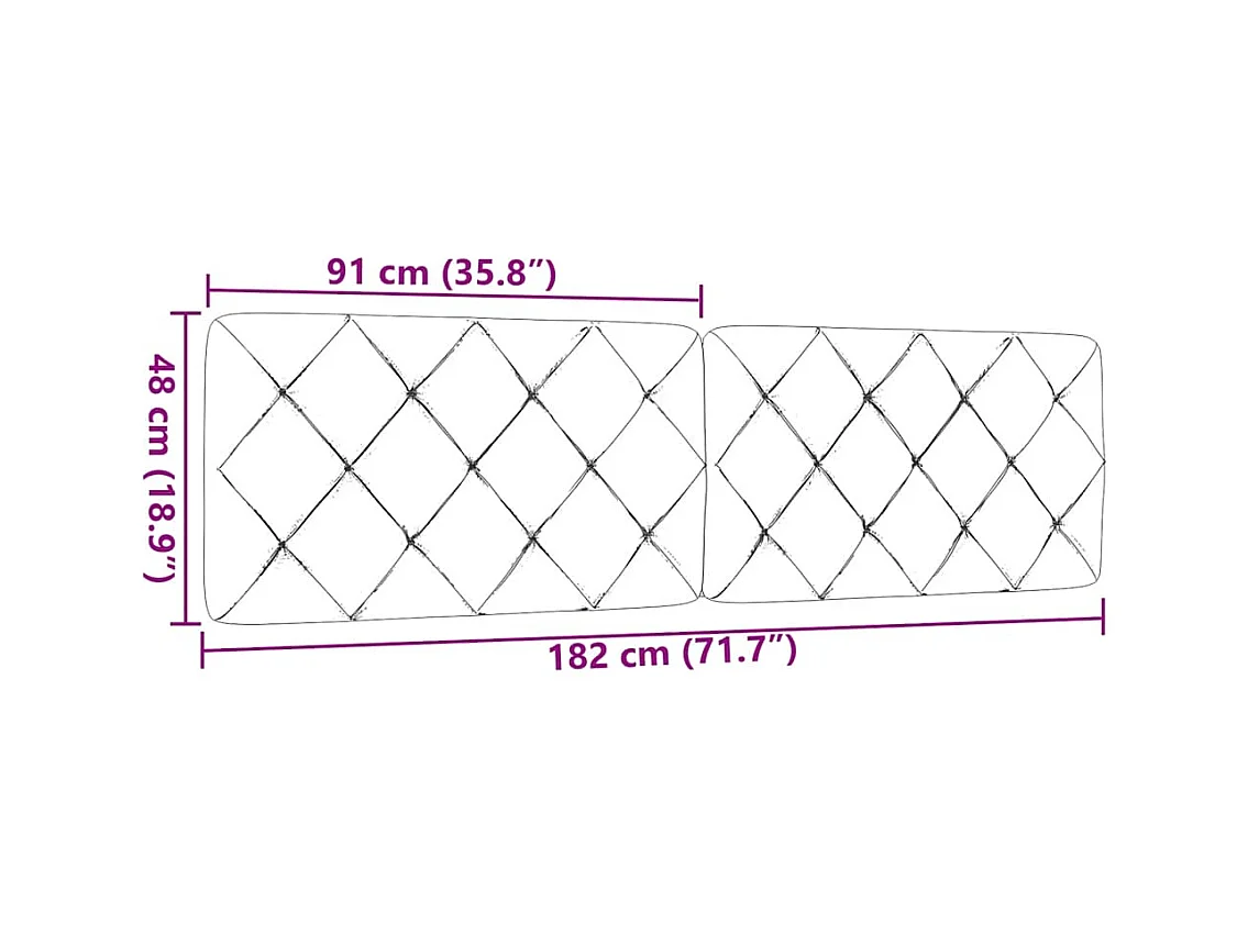 Blauw hoofdbordkussen 180 cm stof