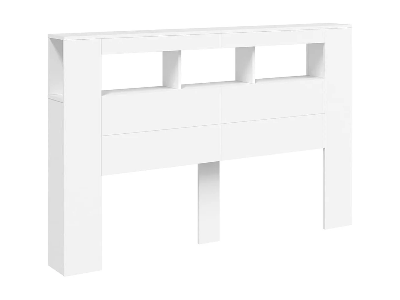 Wit LED hoofdbord 160x18,5x103,5 cm bewerkt hout