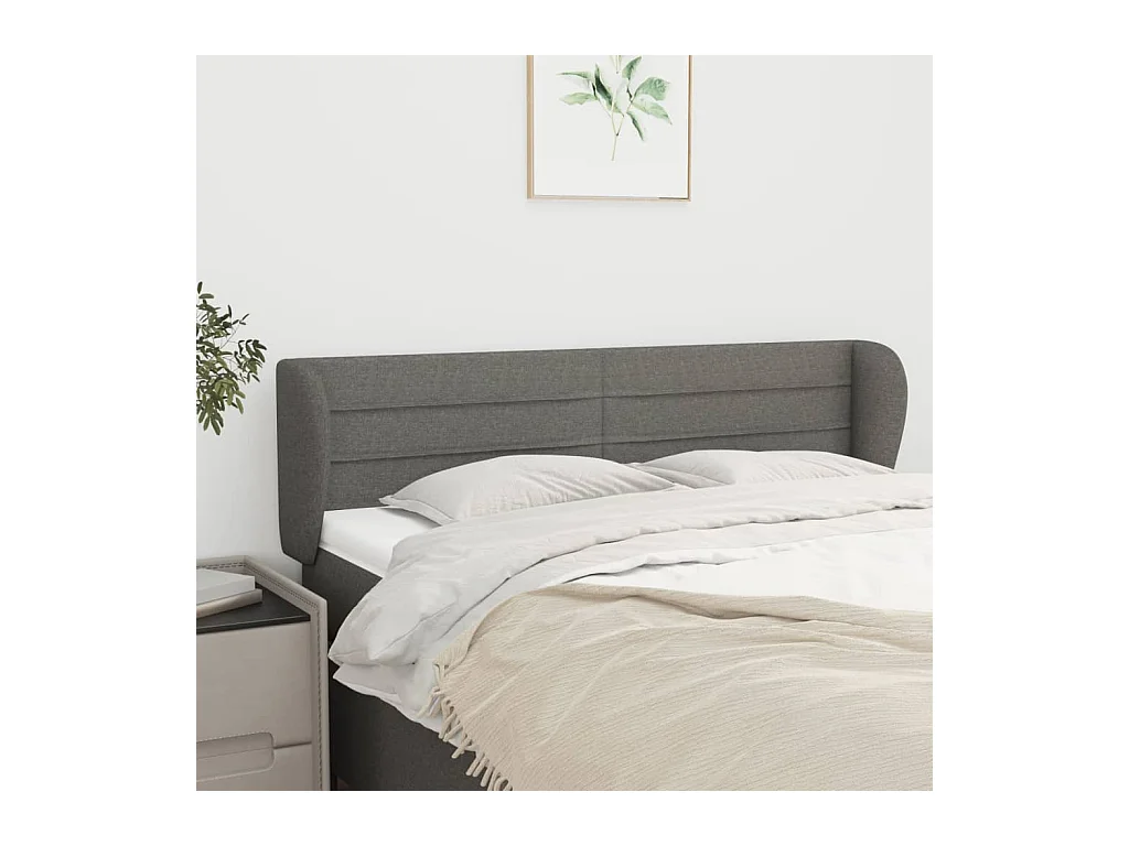 Cabecero con alas Gris oscuro 147x23x78/88 cm Tela