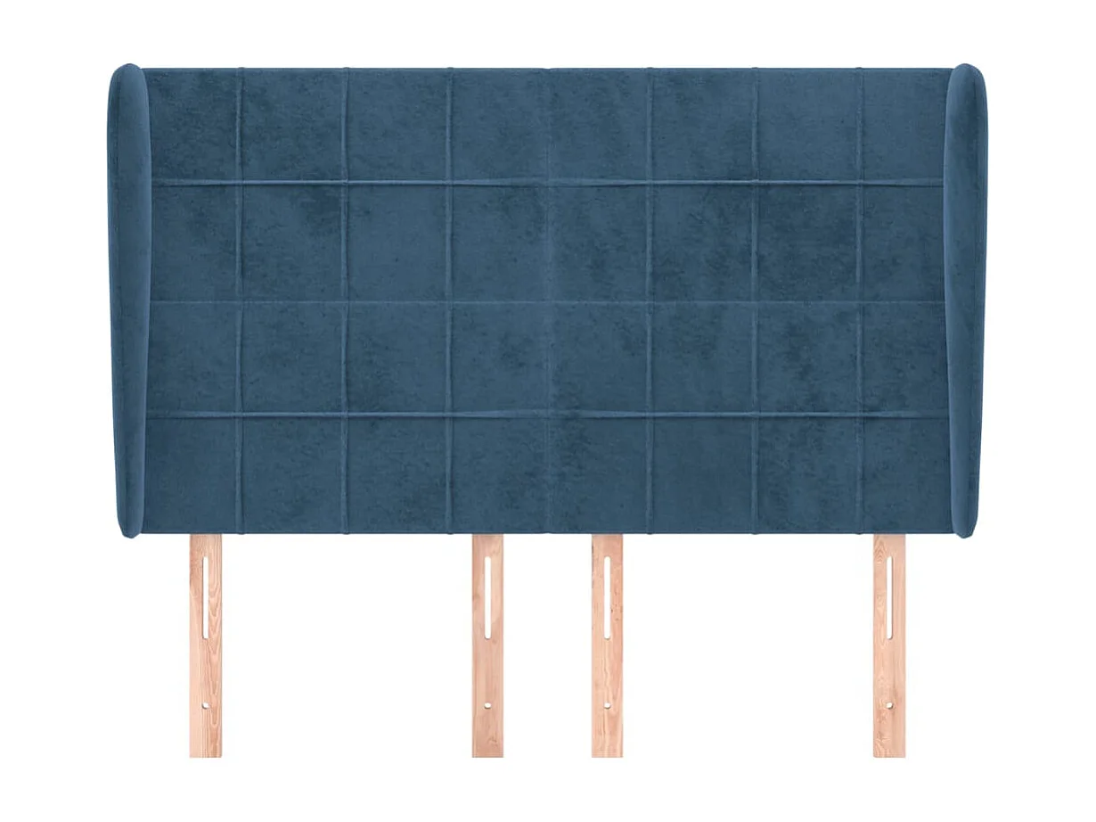 Tête de lit avec oreilles Bleu foncé 147x23x118/128 cm Velours