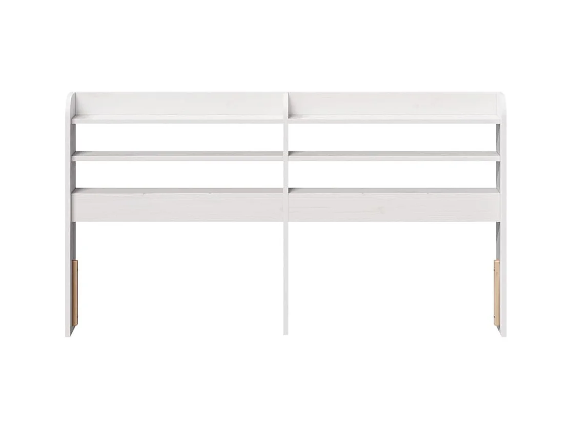 Cabecero blanco con estantes 135 cm madera maciza de pino