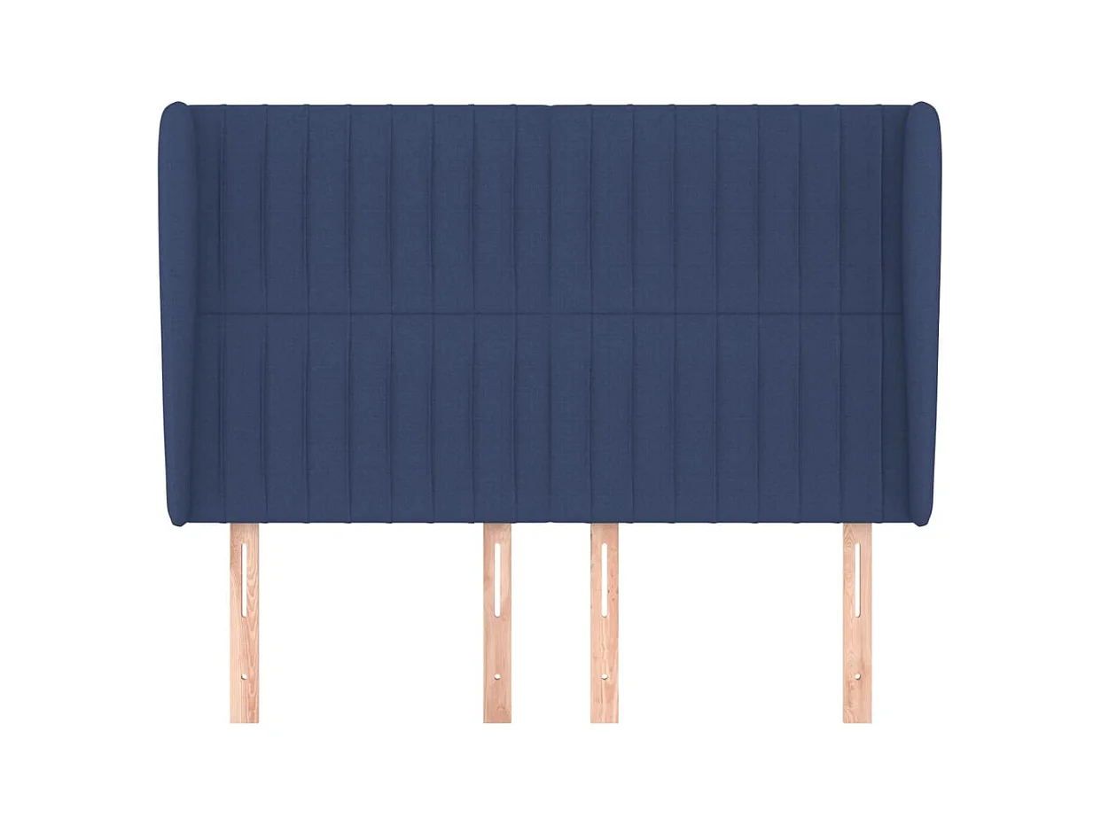 Kopfteil mit Flügeln Blau 147x23x118/128 cm Stoff