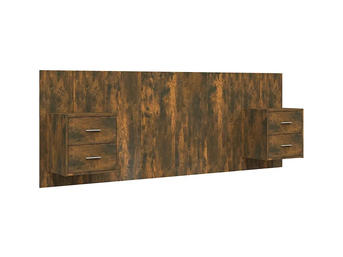 Hoofdbord met kasten Gerookt eikenhout Technisch hout