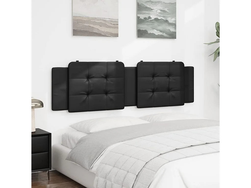 Zwart hoofdbordkussen 180 cm kunstleer