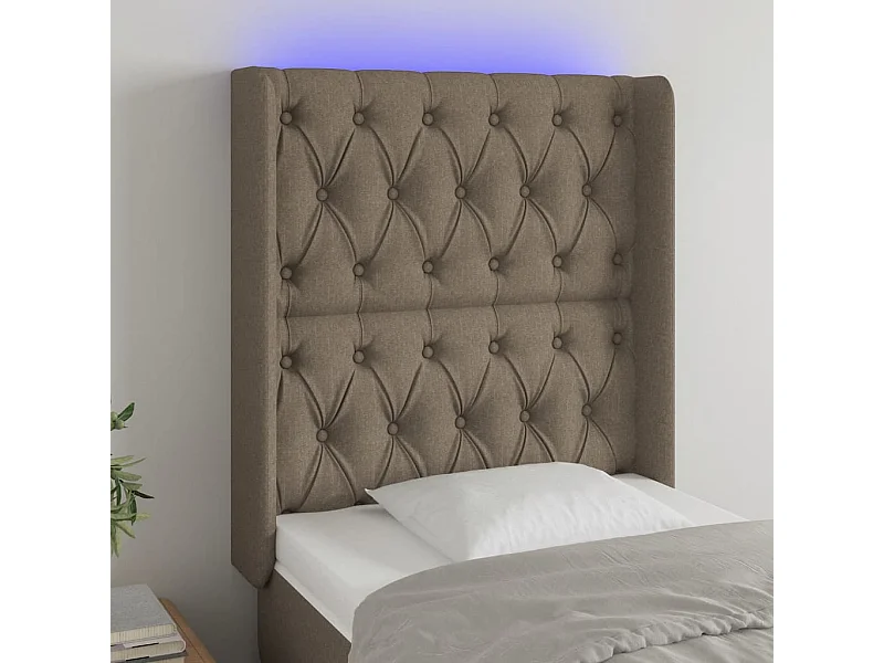 Testiera LED color tortora 83x16x118/128 cm Tessuto