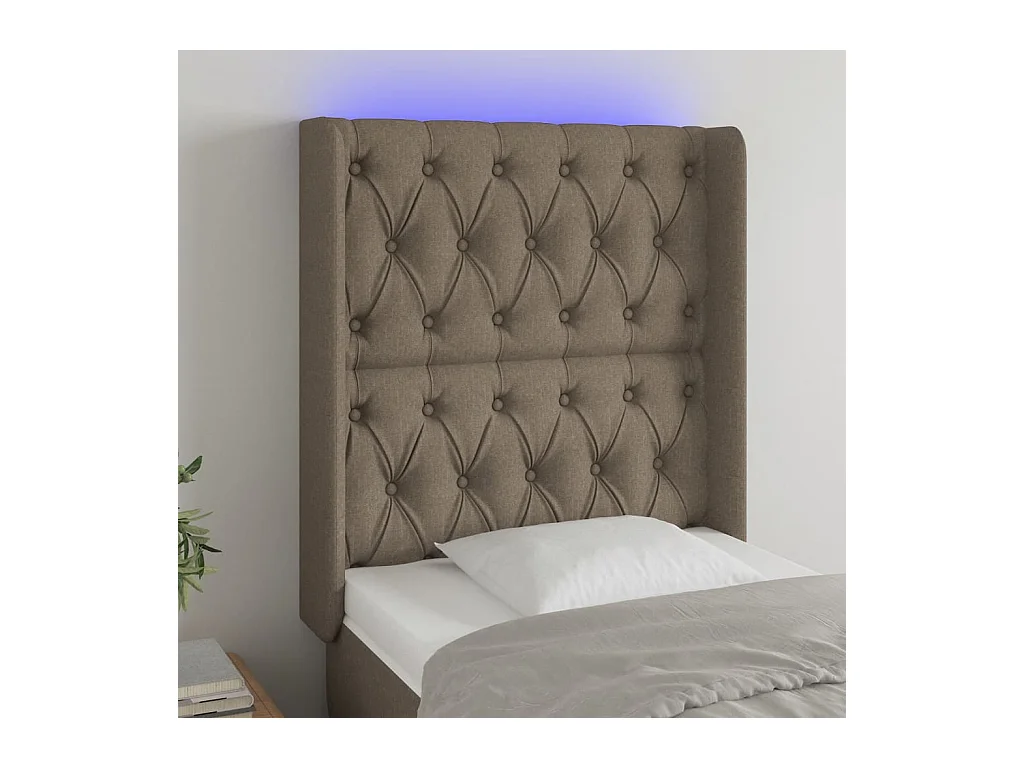 Testiera LED color tortora 83x16x118/128 cm Tessuto