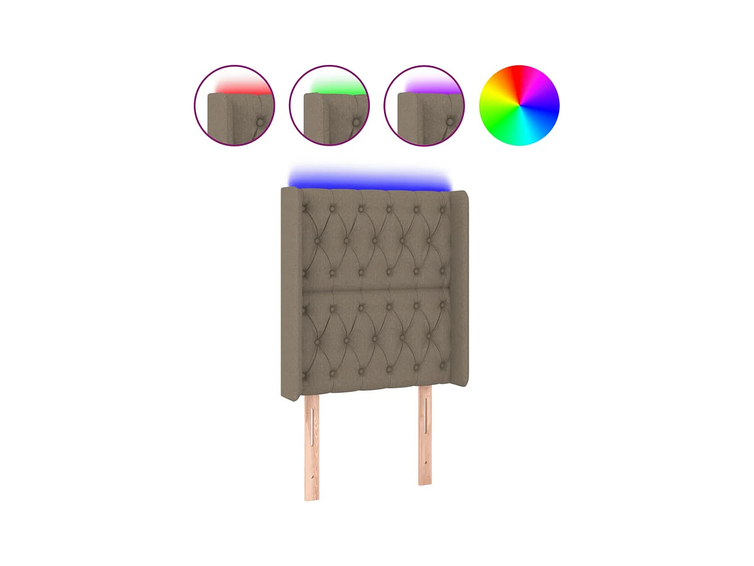 Testiera LED color tortora 83x16x118/128 cm Tessuto