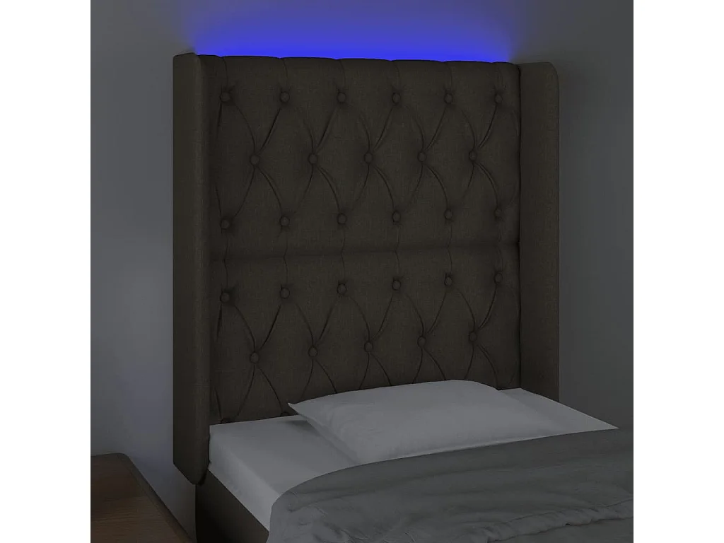 Tête de lit à LED Taupe 83x16x118/128 cm Tissu