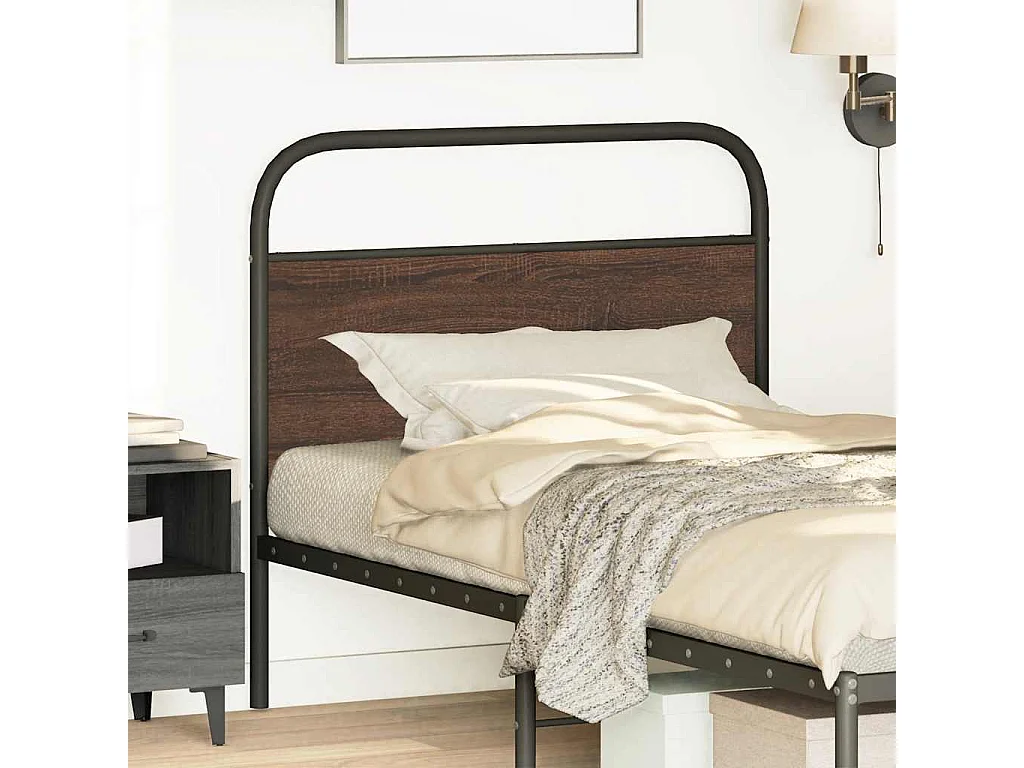 Testiera in rovere marrone 90 cm in acciaio e legno ingegnerizzato