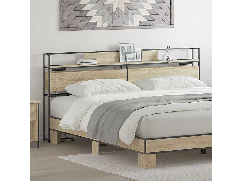 Testiera contenitore in rovere Sonoma da 180 cm in legno ingegnerizzato