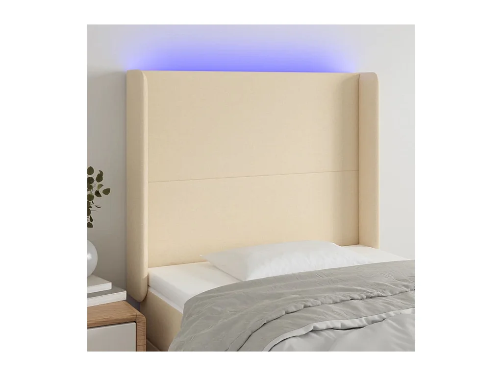 LED Hoofdbord Crème 93x16x118/128 cm Stof