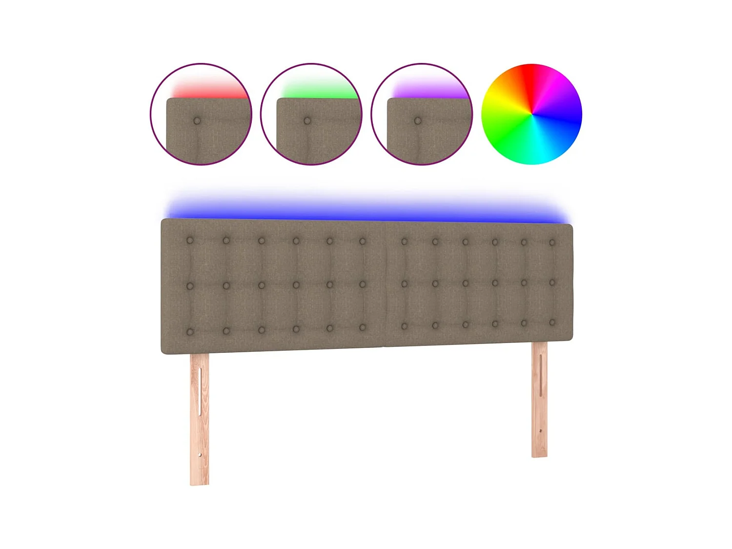 Taupe LED Hoofdbord 144x5x78/88 cm Stof