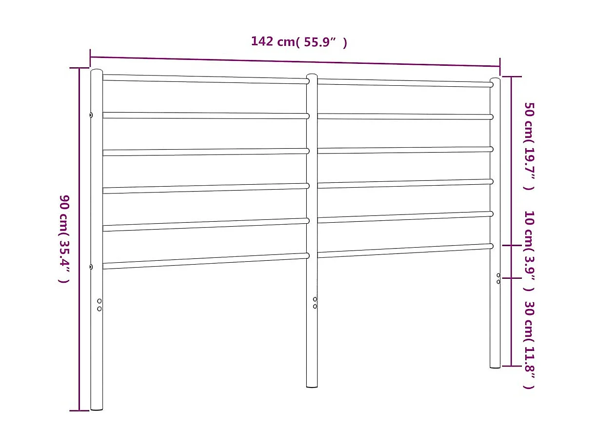 Wit metalen hoofdbord 135 cm