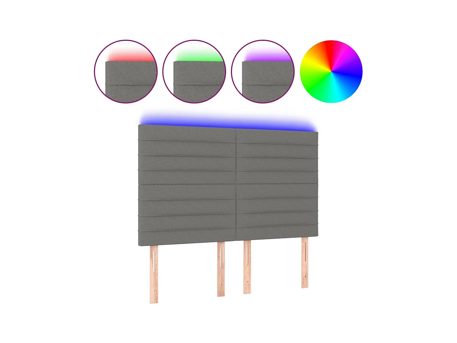 Cabecero LED Gris oscuro 144x5x118/128 cm Tela