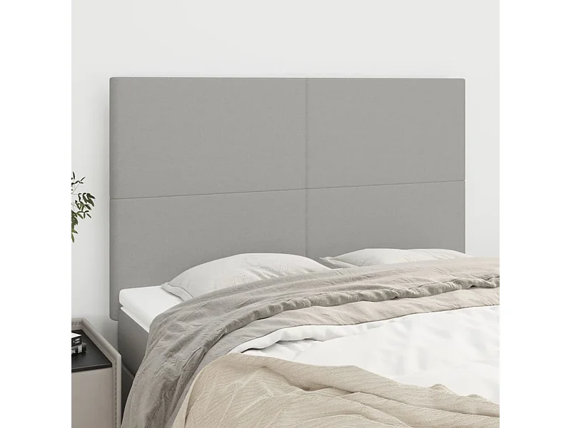 Kopfteile 4 Stk. Hellgrau 72x5x78/88 cm Stoff