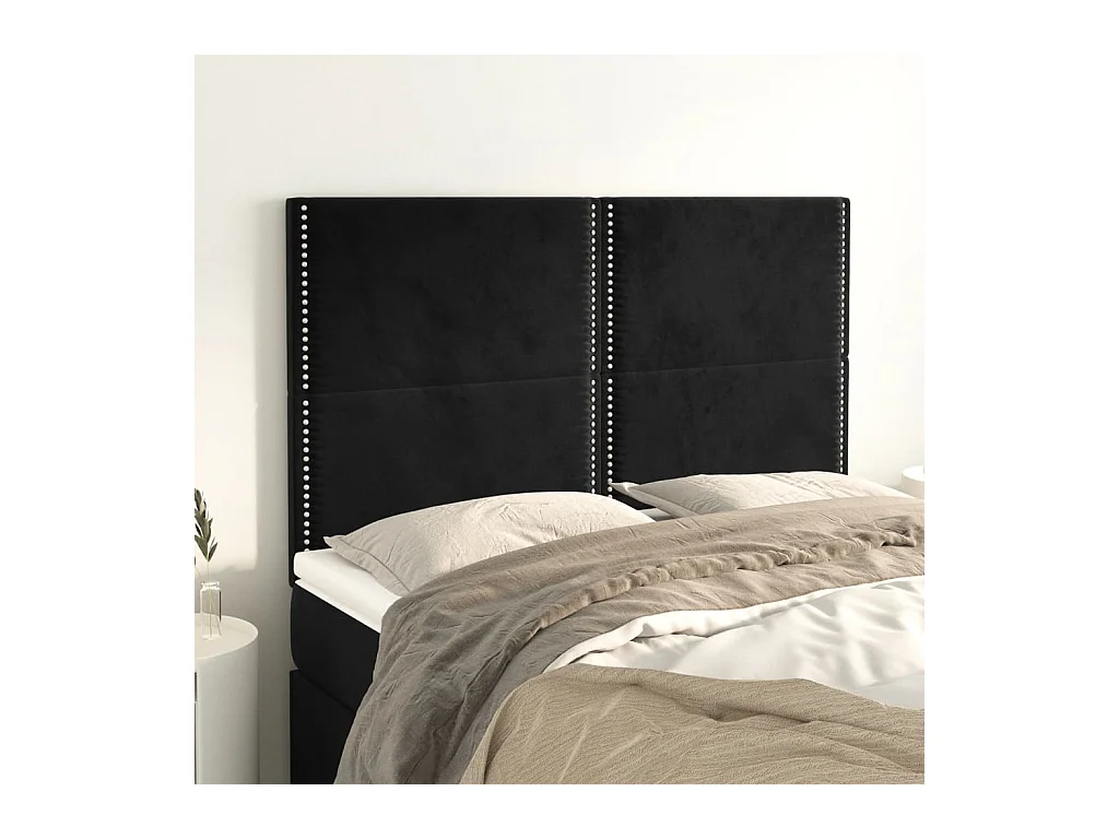 Cabeceros 4 piezas Negro 72x5x78/88 cm Terciopelo