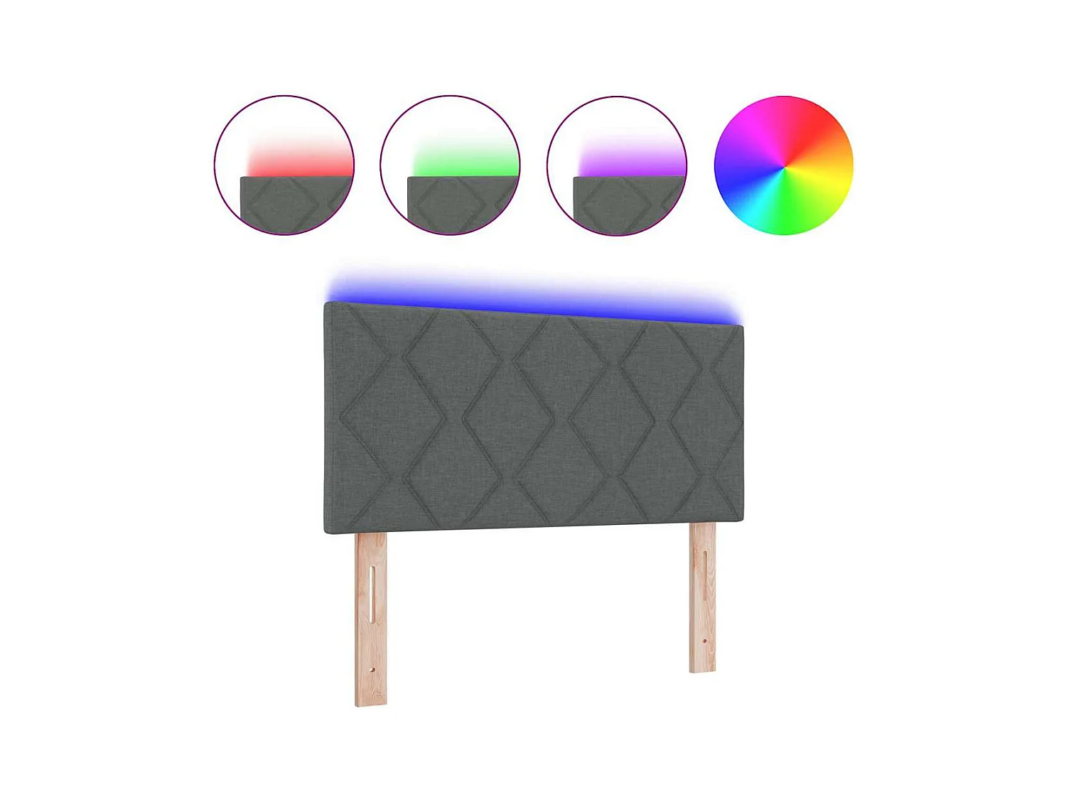 Testiera con luci LED Regolabile Tessuto Grigio 90 cm