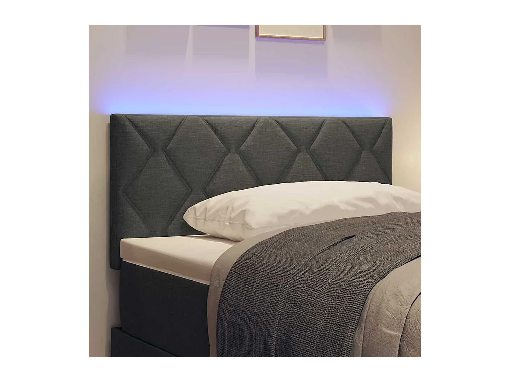 Testiera con luci LED Regolabile Tessuto Grigio 90 cm