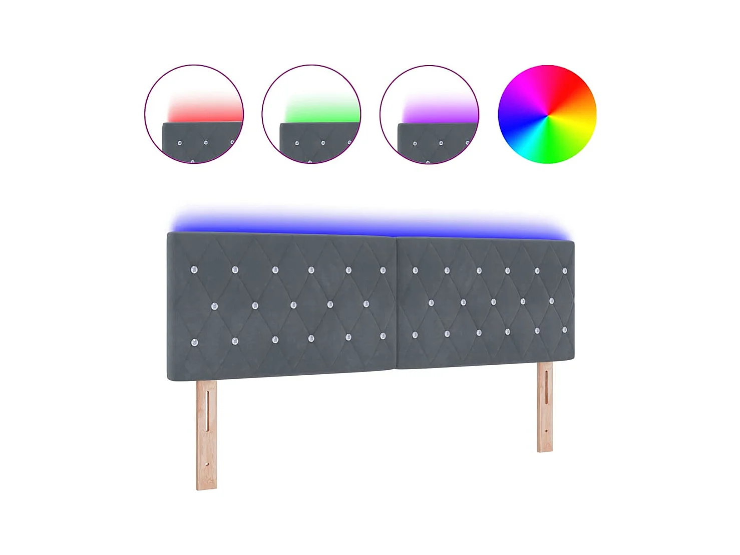 Cabecero LED Argyle Gris Oscuro Terciopelo 80 cm