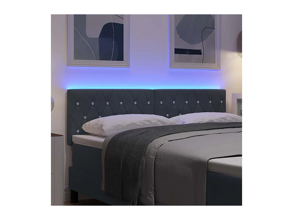 Cabecero LED Argyle Gris Oscuro Terciopelo 80 cm