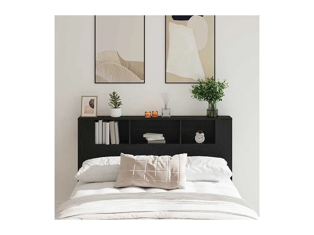 Cabinet de Tête de Lit Chêne noir 160 x 19 x 104,5 cm