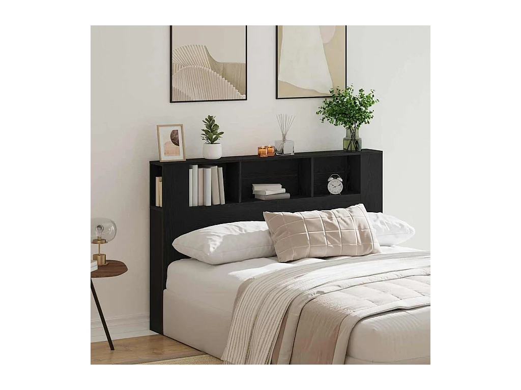 Cabinet de Tête de Lit Chêne noir 160 x 19 x 104,5 cm