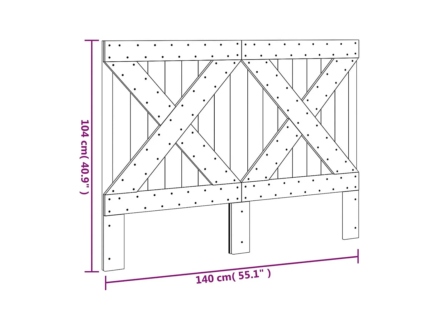 Hoofdbord 140x104 cm massief grenenhout