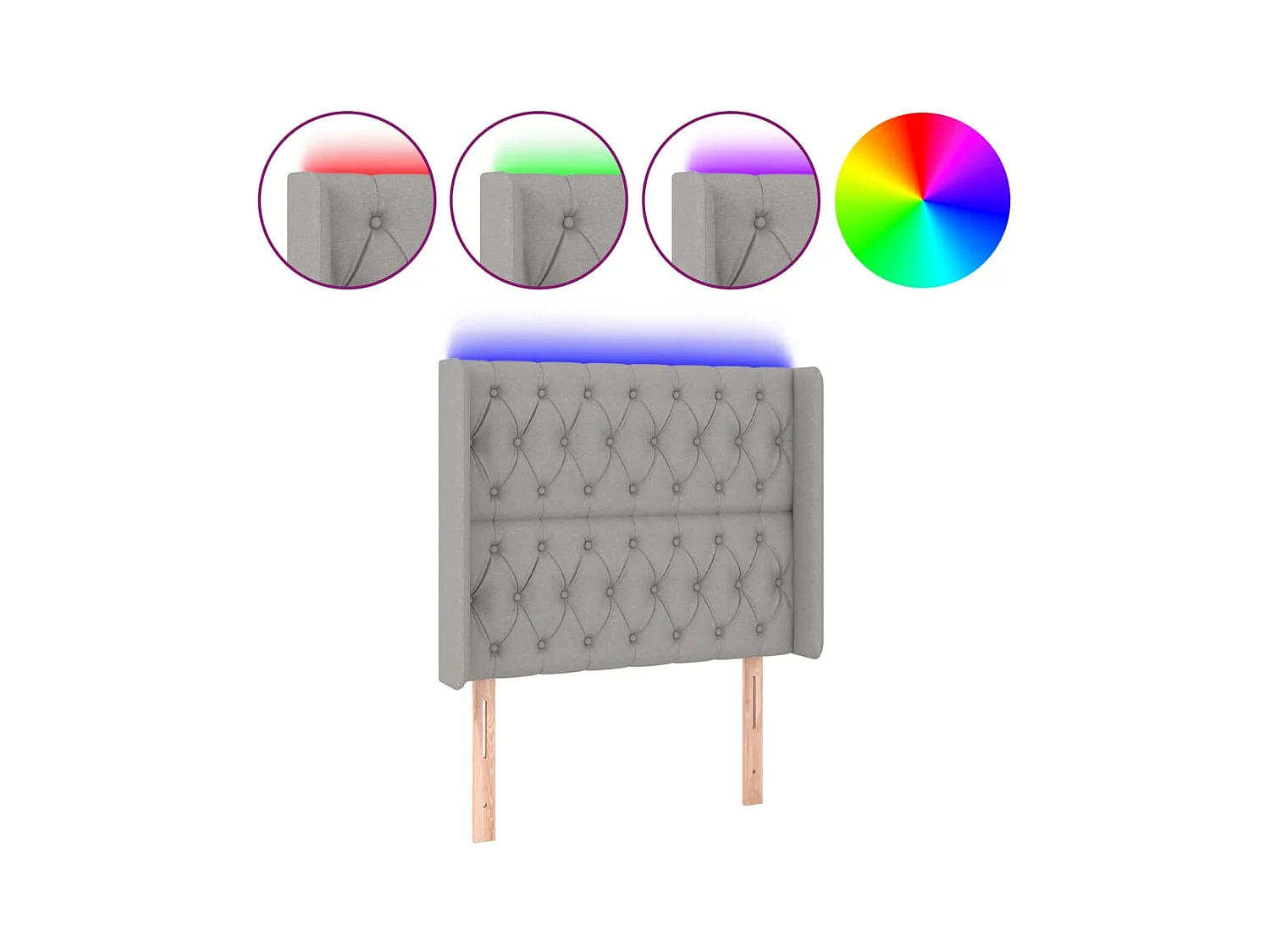 LED hoofdbord Lichtgrijs 103x16x118/128 cm Stof
