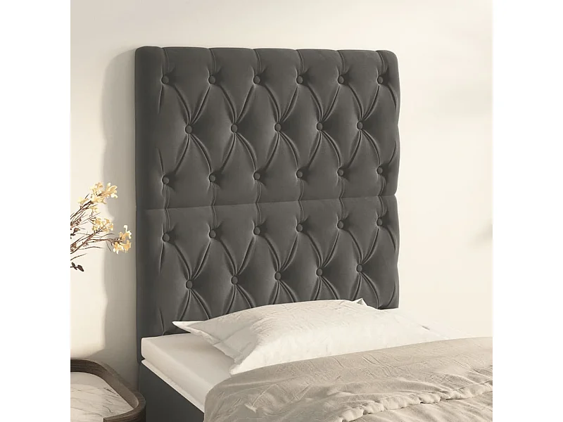 Cabeceros 2 piezas Gris Oscuro 80x7x78/88 cm Terciopelo