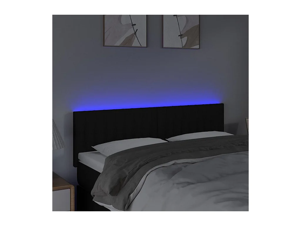 LED hoofdbord Zwart 144x5x78/88 cm Stof