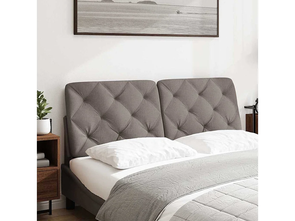 Coussin de tête de lit taupe 140 cm tissu