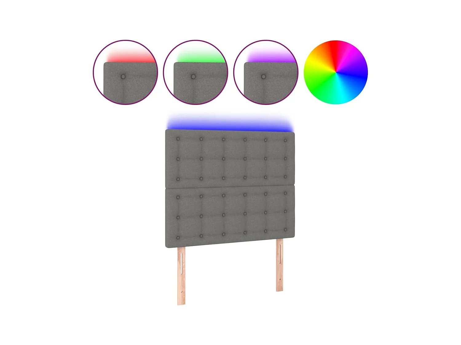 LED hoofdbord Donkergrijs 90x5x118/128 cm Stof