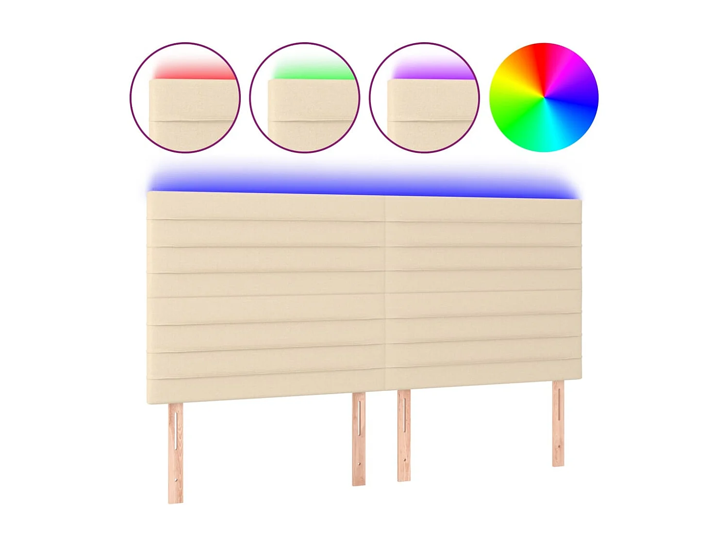 Tête de lit à LED Crème 200x5x118/128 cm Tissu