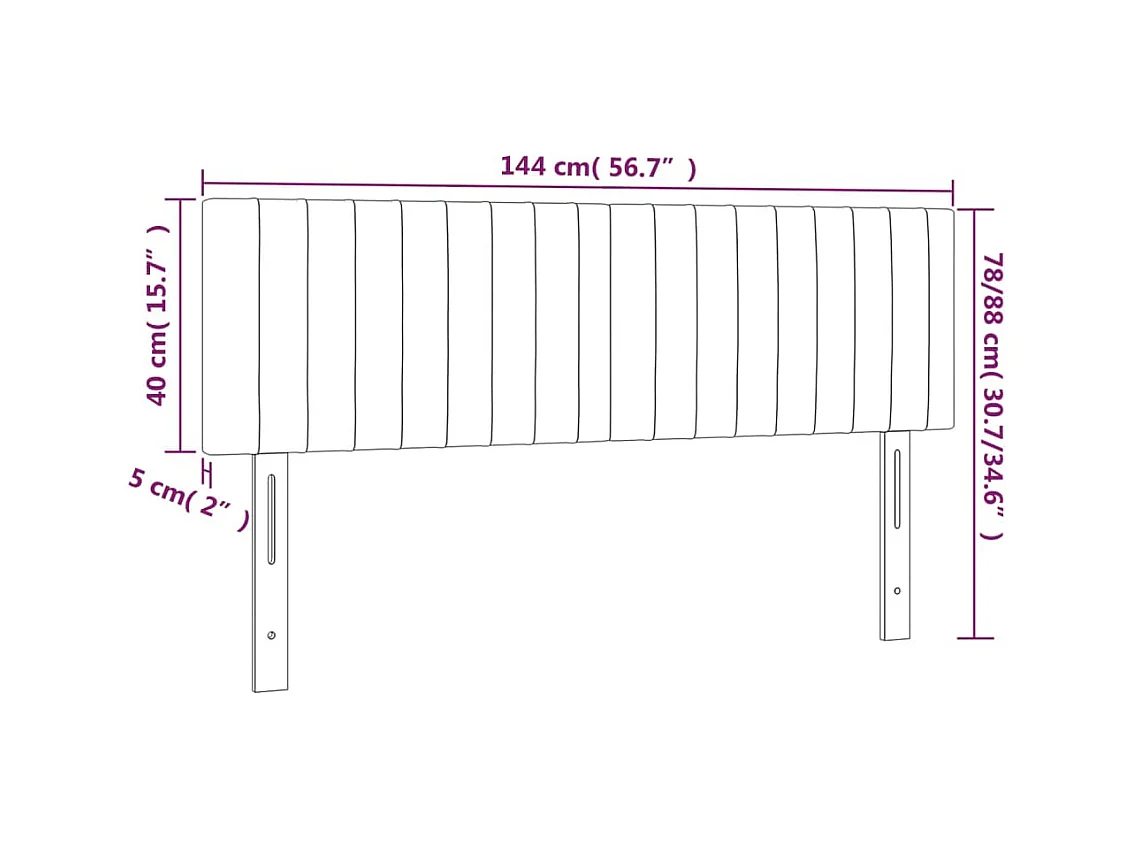 Cabecero LED Rosa 144x5x78/88 cm Terciopelo