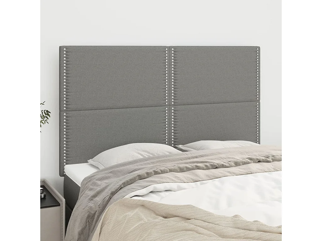 Têtes de lit 4 pcs Gris foncé 72x5x78/88 cm Tissu