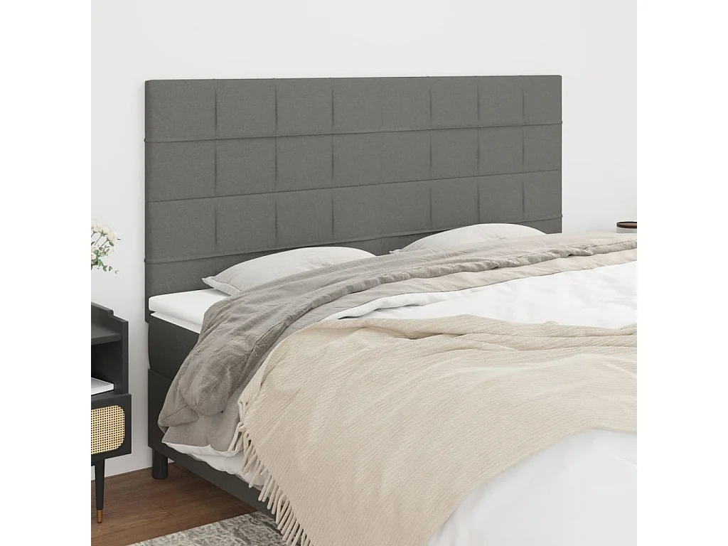 Têtes de lit 4 pcs Gris foncé 80x5x78/88 cm Tissu