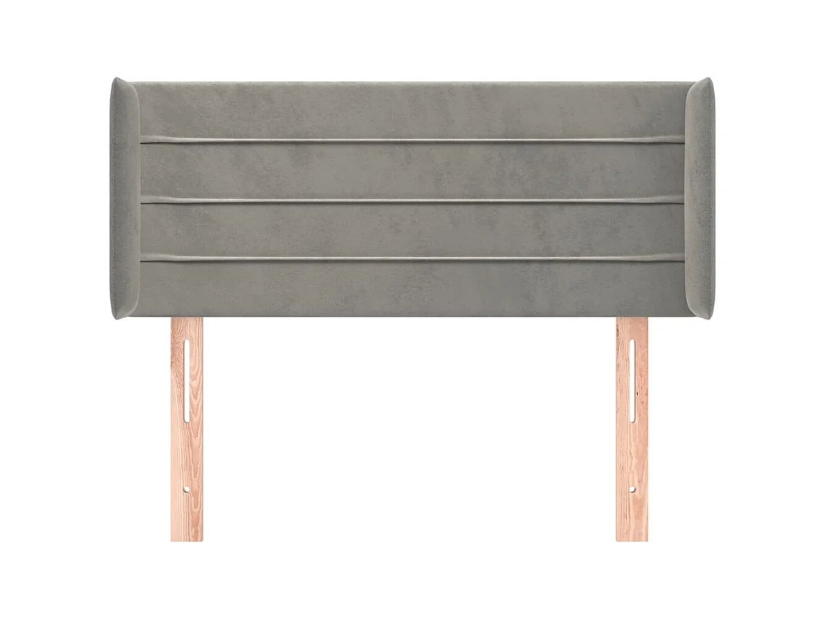 Tête de lit avec oreilles Gris clair 93x16x78/88 cm Velours
